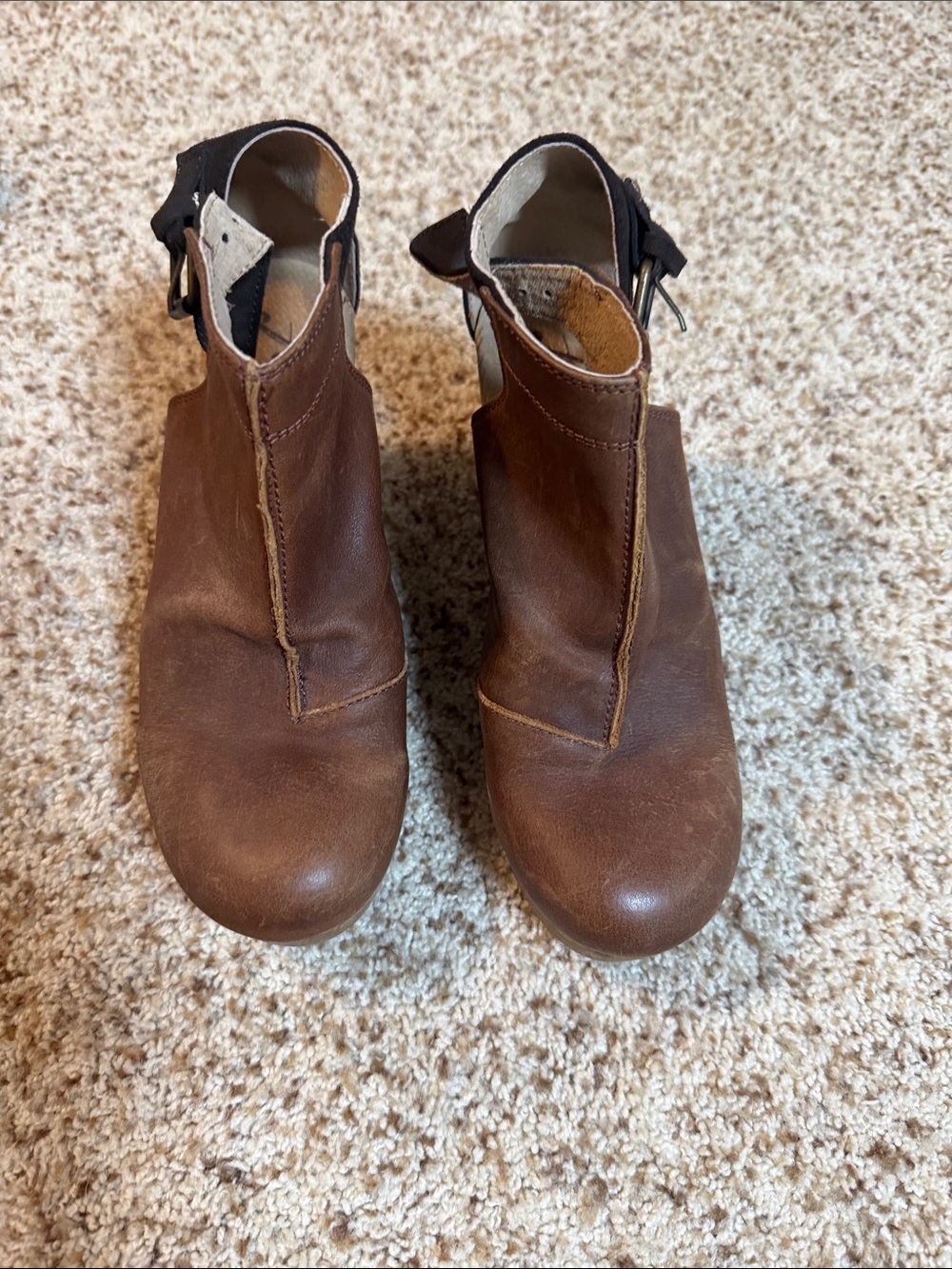 Free People Brown Leather Cutout Ankle Booties